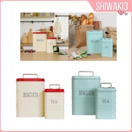 [Shiwaki3] 2Pcs Kitchen Canisters Jars Modern Tins Storage Bread Bin Bread Storage Container for Pantry Countertop Flour