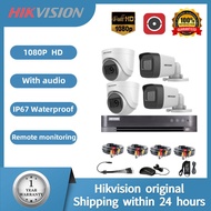 Hikvision CCTV Camera4/8 Channel  2MP/5MP Full HD With Audio Complete CCTV Set Package IP67 Outdoor Waterproof Security Camera CCTV Security Systems Kit