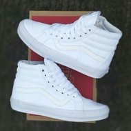 Sepatu Sneakers OLD SKOOL SK8 HIGH TINGGI PREMIUM FULL WHITE PUTIH POLOS PRIA WANITA SEPATU SEKOLAH