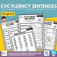 [ PRINTABLE  / PDF ] CVC Fluency Senteces | TN32 Worksheet | Lembaran Kerja | CVC Word