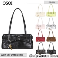 Korean Osoi Armpit Bag Shoulder Brocle Small Key Decoration Shoulder Bag Crossbody Bag Cowhide Lock 