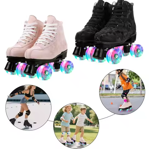 Double Row 4 Wheels Rollerblade Flashing Roller Skates Shoes Outdoor Entertainment Sports Row Skates