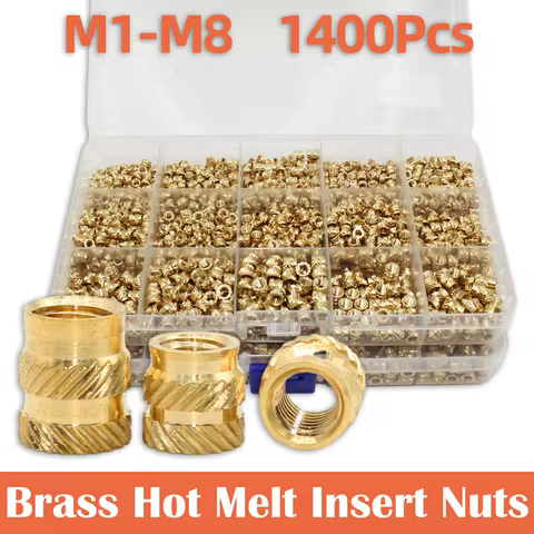 Brass Threaded Insert Nut Kit M2 M2.5 M3 M4 M5 M6 M8 Hot Melt Heat Knurled Embed Injection Copper In