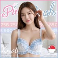 『Ship out 24h』Japanese Plus Size Push Up Bra Knot Cute Ruffled Ribbon Lace Thin Cup 大码内衣 75B 75C 80B