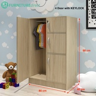 ROAM ENTERPRISE 4 door children wardrobe ikea with lock and hanger almari baju budak murah ikea kayu