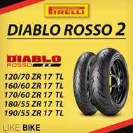 ยาง Pirelli diablo rosso2 พีรารี่ ยางรถมอเตอไซค์ ขนาด 120/70 ZR 17, 160/60 ZR 17, 170/60 ZR 17, 180/55 ZR 17, 190/55 ZR 17 สำหรับรถบิ๊กไบค์ Big bike 120/70 ZR 17 One