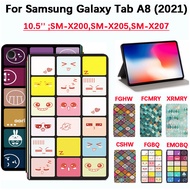 For Samsung Galaxy Tab A8 10.5 inch (2021) Fashion new tablet protective case Samsung Galaxy Tab A8 10.5'' SM-X200,SM-X205,SM-X207  high quality Colored checkeredanti expression arabesques flip leather stand cover For Samsung case