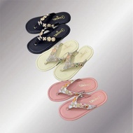 [Chanel 25P] Woven Gold Coin Badge Metal Buckle Gem Tweed Women's Sandals