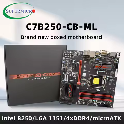 New B250 Motherboard C7B250-CB-ML LGA 1151 Support 6th/7th Gen Core 6300 6700k CPU DDR4 64GB M.2 NVM