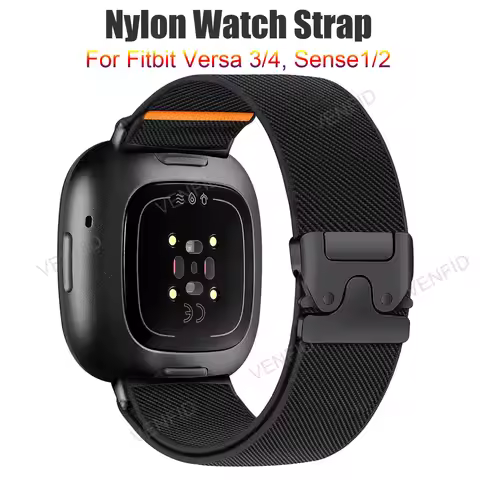 New Sports Elastic Nylon Watch Strap Compatible For Fitbit Versa 4/3,Fitbit Sense 2 Woven Wrist Band
