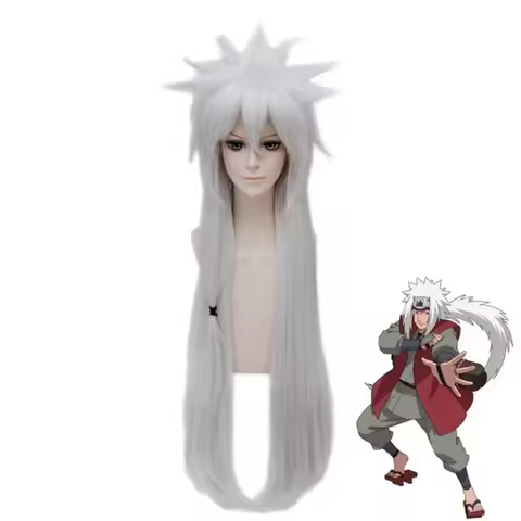 Anime Cosplay Jiraiya Wig Long Silver Heat Resistant Sythentic Hair Halloween Party Cosplay Costume
