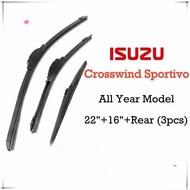 (Front+Rear 3pcs) ISUZU Crosswind Sportivo Wiper Blade Set for All Year Model CW SUV XUV Car Window 