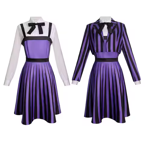 Enid Sinclair Cosplay Costume Little Wolf Girl Purple Striped School Uniform Set Women JK Uniform Ha
