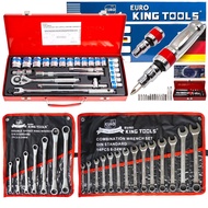 Euro King Tools ชุดบล็อก 24 ชิ้น+ประแจKing Tools+แหวนKing Tools+ไขควงตอกKing toolsใช้งานหนัก ได้4อย่