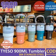 Tyeso 900ML Tumbler Hot And Cold Stainless Steel Water Bottle with Straw Handle VacuumFlask
