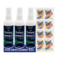 Downy Wrinkle Releaser Spray Travel Size 3 oz (Pack of 3), 8 Shout Wipes Individually Wrapped with L