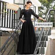 Black dress women elegant long annual dinner dress dinner party evening dress