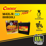 [Installation Provided] Century Marathoner Max M42L M42R 60B20L 60B20R EFB Car Battery Bateri Kereta