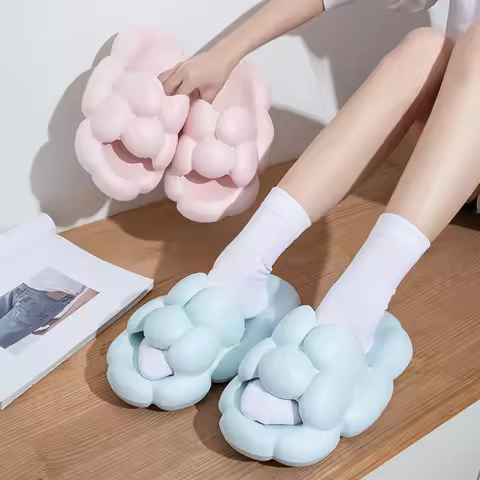 House Slipper Women Egg Cute Kawai Cloud Sandals Summer Flip Flops Beach Slides Home Casual Room Sho