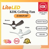 KDK E48GP DC Motor Ceiling Fan w/ Tri-Tone LED Light & Remote, 12-Month KDK SG Warranty