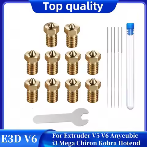 10Pcs V6 Nozzles kit for E3D V5 V6 Hotend, V6 Nozzle 0.2/0.3/0.4/0.6mm For ANYCUBIC I3 Mega A8 Prusa