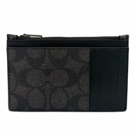 [全新] COACH C LOGO男款信用卡名片卡夾零錢包(黑灰)
