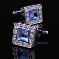 Cufflinks🔥Sapphire Blue Men's French Shirt Cufflinks Sky Blue Crystal Cufflinks Men's Cufflinks Text