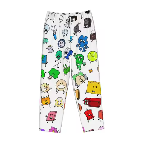 Custom BFDI All Characters Women Pajama Pants Lounge Sleep Sleepwear Bottoms with Pockets