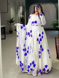 [PRE-ORDER] Georgette Printed Floral Gown With Dupatta - M TO 3XL(ETA:2023-06-11)15 TO 20 DAYS DELIV