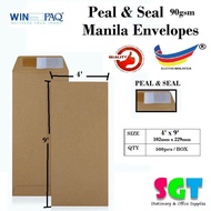4 X 9 90G 102MM X 229MM P&S Manila Envelopes 500`s/Box