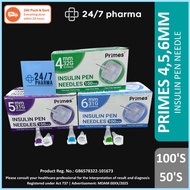 Primes Insulin Pen Needles- [4mm 32G] [5mm 31G] [6mm 31G] Jarum Suntik Insugen