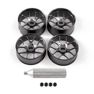 Abendor 4Pcs Metal 1/24 1/28 RC Car Drift Wheels, [2N+2W] 22.4mm 1/28 RC Car Drift Hubs for BBS Mini