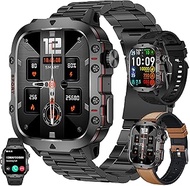 LWEARKD Men's Smartwatch with Bluetooth Calls, 1.96 Inch AMOLED Touch Colour Display, 5 ATM Fitness 