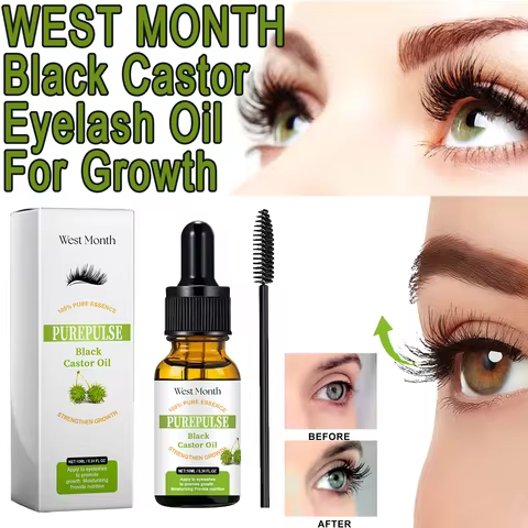 WEST MONTH Black Castor Eyelash Oil For Growth Rich In Nutrients Deeply Moisturize Nourish Eyelashes