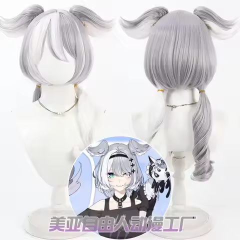 Anime Game Vtuber NIjisanji Elira Cosplay Wig Short Grey white dual tone Hair Heat Resistant Role Pl