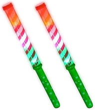 ArtCreativity Light Up Candy Cane Stripe Wands, Set of 2, 12.25 Inch Flashing LED Wands for Kids wit