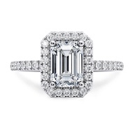AHTAMOS Engagement Ring 1CT/2CT Halo Emerald Cut Moissanite Engagement Rings for Women S925 Sterling