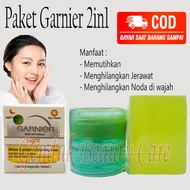 PAKET GARNIR 2IN1 - Cream Garnier Susun Day n Night Plus Sabun Hijau Mini Original / Krim Garnier Siang &amp; Malam
