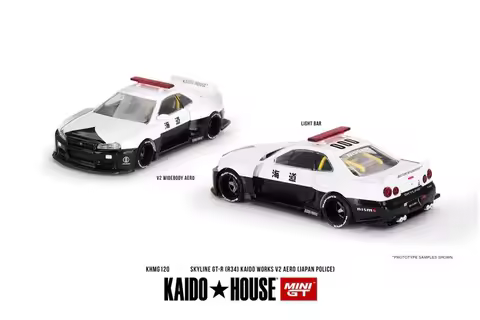 Kaido House x MINI GT Skyline R34 Kaido Works (V2 Aero) Police Diecast Model Car