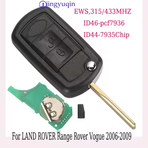 jingyuqin Remote EWS ID44 / ID46 315/433.92Mhz Flip Car key For LAND ROVER Range Rover Vogue 2006-20