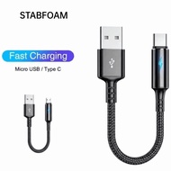 STABFOAM Micro USB Cable, Nylon Fast Charging USB Type C Cable, Durable Short 25cm Portable Data Cab