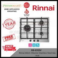 Rinnai 60cm 3 burner stainless steel gas hob RB63SSV * 1 YEAR LOCAL WARRANTY *INSTALLATION AVAILABLE