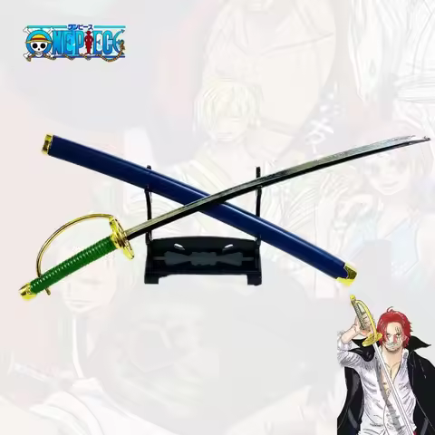 24cm 9.5inch One Piece Shanks Gryphon Metal Katana Blue Scabbard Green Handle Golden Guard Stand Ani