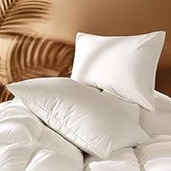 Luxury Canadian White Goose Down Pillow Standard Size Set of 2, 750+ Fill Power, 800 TC Cotton Shell