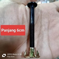 100.pcs Baut+Mur cakar JCBC M6 panjang 3/4/5/6cm baut box speaker bahan baja anti karat cocok untuk