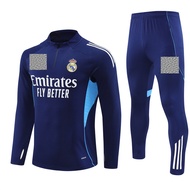 2025/26 Man Sweatshirt Long Sleeves Tracksuits Royal Blue Sportswear + Long Pants Real Madrid