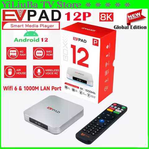 [Genuine]Newest EVPAD 12P Super Smart Media Player 4GB 64GB Android 12 TV Box 8K Wifi6 Hot in Asia U
