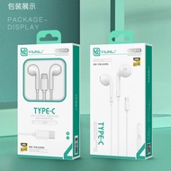 Y15 Brand type-c Port/Flat Ear In-Ear Subwoofer Universal Mobile Phone Wired Wired Control Headset H