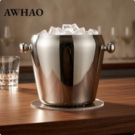 AWHAO 304 Stainless Steel Ice Container Two Handles Stainless Steel Ice Container
