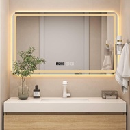 LED bathroom mirror with light time and temperature display defogging function cermin besar three color light 150cm*90cm